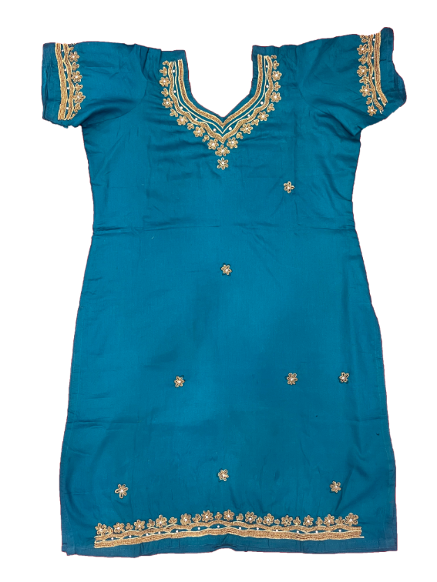 Dark Salmon Suit With Zari Work