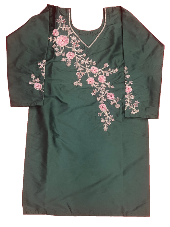 Pine Green Suit With Zari Work