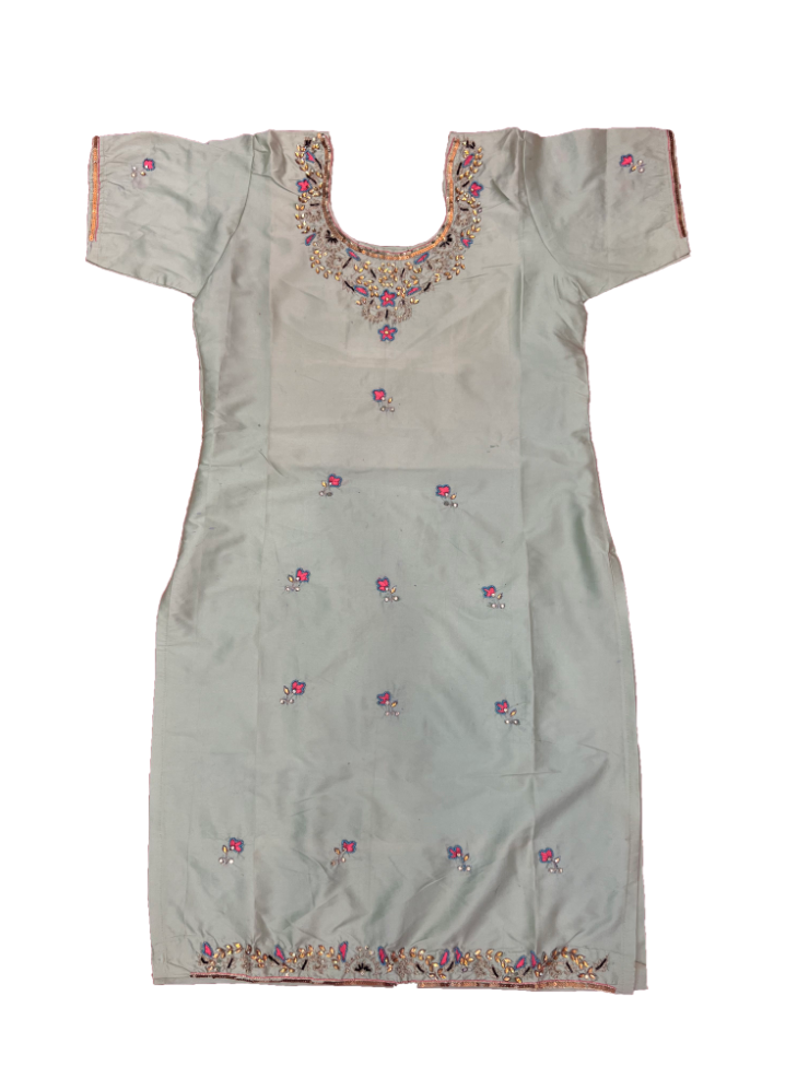 Quick Silver Suit With Zari Work