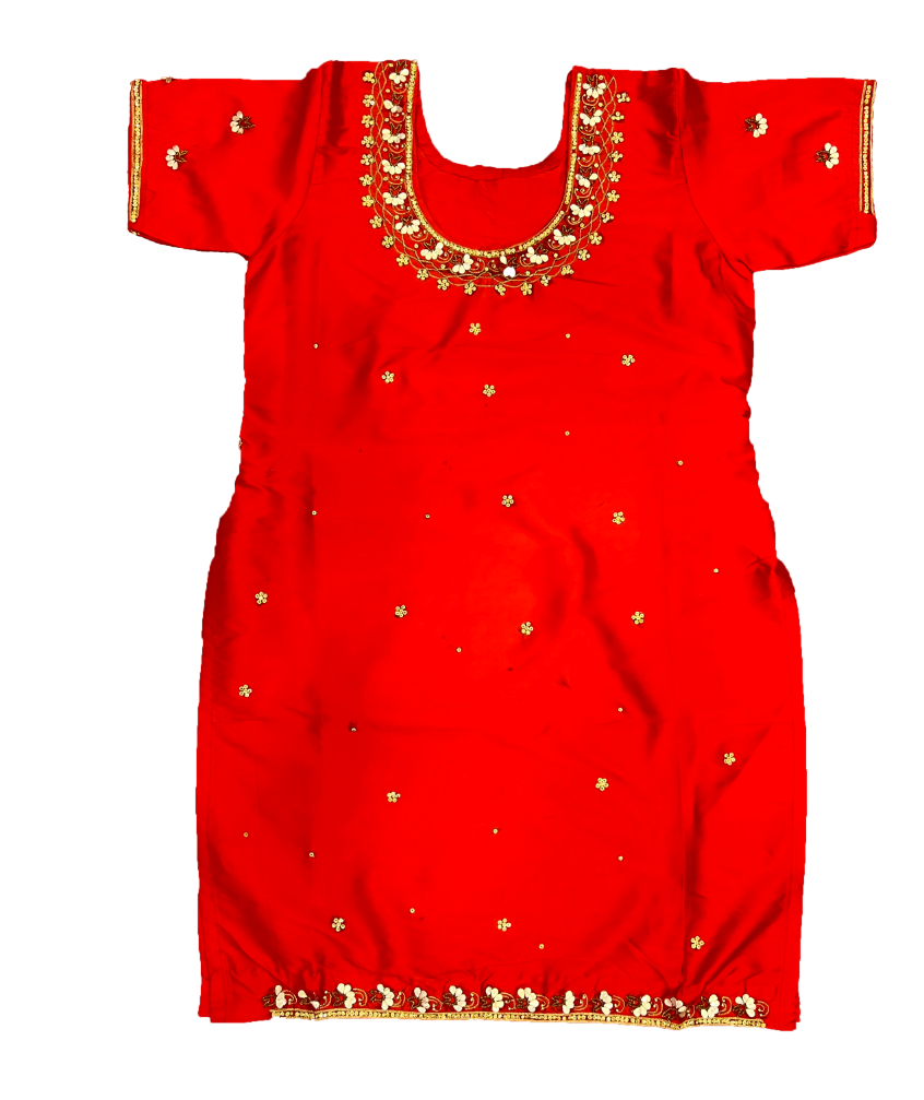Red Suit With Zari Work